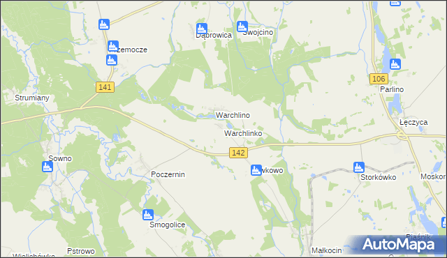 mapa Warchlinko, Warchlinko na mapie Targeo