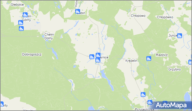 mapa Warnice gmina Dębno, Warnice gmina Dębno na mapie Targeo