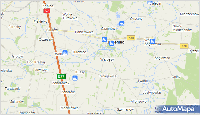 mapa Warpęsy, Warpęsy na mapie Targeo