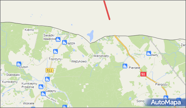 mapa Warszkajty, Warszkajty na mapie Targeo