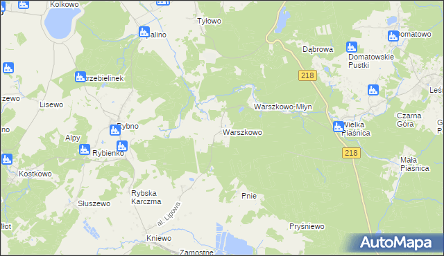 mapa Warszkowo gmina Wejherowo, Warszkowo gmina Wejherowo na mapie Targeo