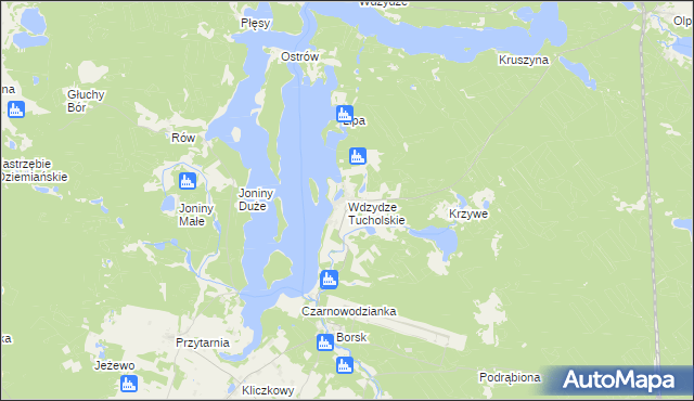 mapa Wdzydze Tucholskie, Wdzydze Tucholskie na mapie Targeo