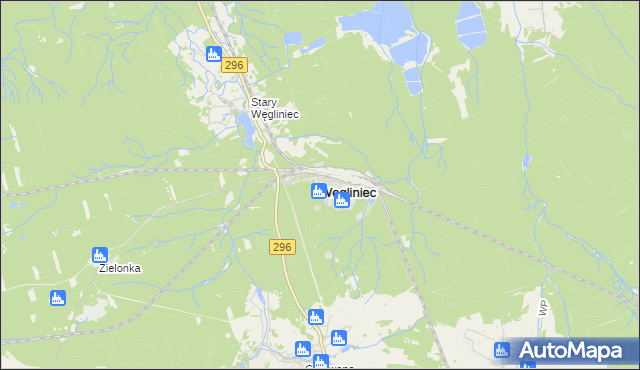 mapa Węgliniec powiat zgorzelecki, Węgliniec powiat zgorzelecki na mapie Targeo