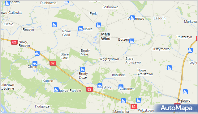 mapa Węgrzynowo gmina Mała Wieś, Węgrzynowo gmina Mała Wieś na mapie Targeo