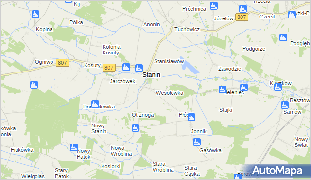 mapa Wesołówka gmina Stanin, Wesołówka gmina Stanin na mapie Targeo