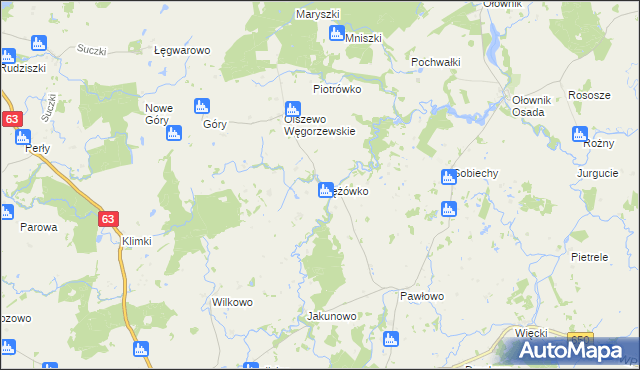 mapa Wężówko, Wężówko na mapie Targeo