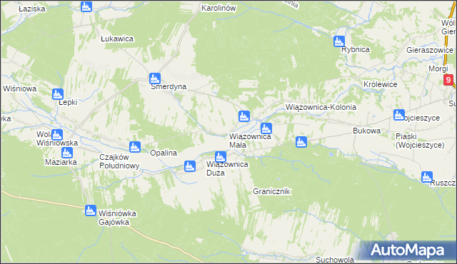 mapa Wiązownica Mała, Wiązownica Mała na mapie Targeo