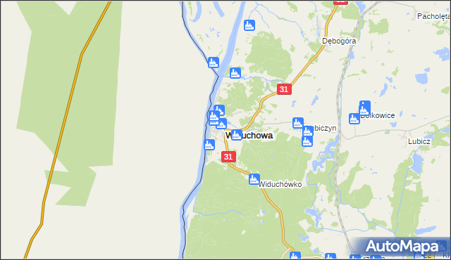 mapa Widuchowa powiat gryfiński, Widuchowa powiat gryfiński na mapie Targeo