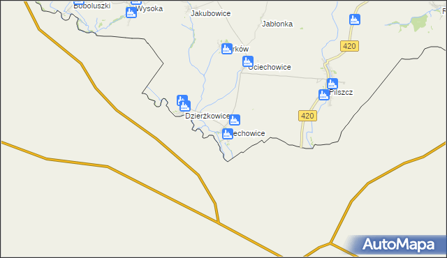 mapa Wiechowice, Wiechowice na mapie Targeo