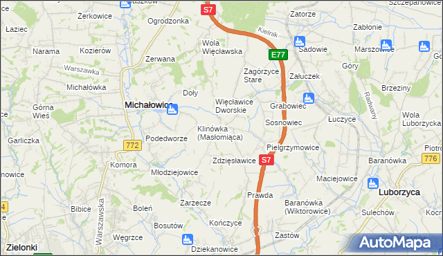 mapa Więcławice Stare, Więcławice Stare na mapie Targeo