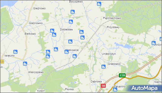 mapa Wiekowo gmina Darłowo, Wiekowo gmina Darłowo na mapie Targeo