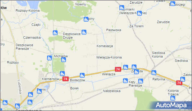 mapa Wielącza-Kolonia, Wielącza-Kolonia na mapie Targeo