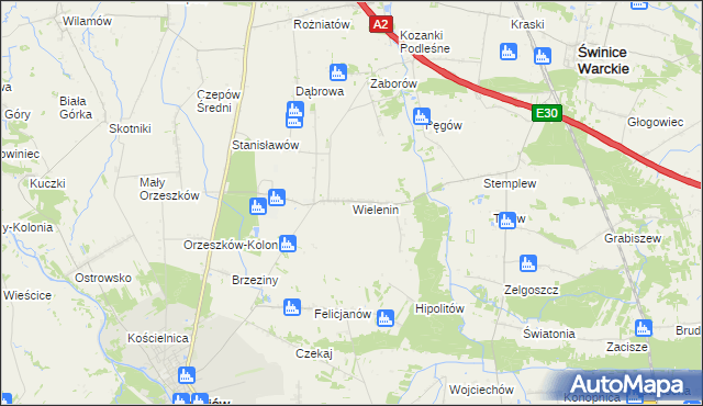 mapa Wielenin, Wielenin na mapie Targeo