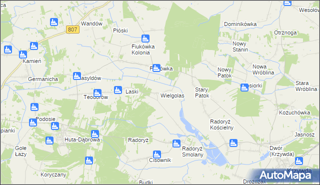 mapa Wielgolas gmina Krzywda, Wielgolas gmina Krzywda na mapie Targeo