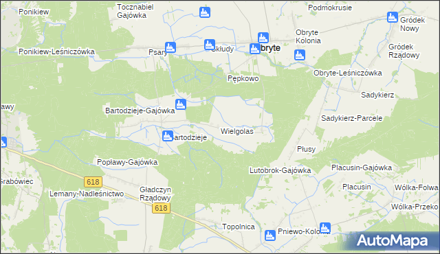 mapa Wielgolas gmina Obryte, Wielgolas gmina Obryte na mapie Targeo