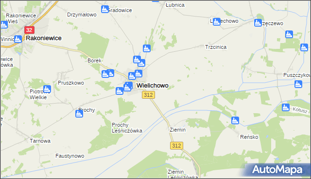 mapa Wielichowo-Wieś, Wielichowo-Wieś na mapie Targeo