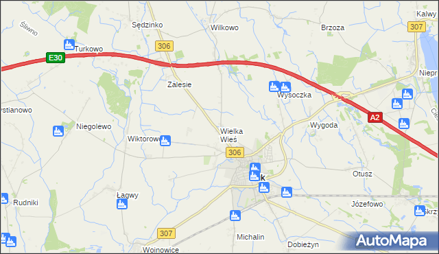 mapa Wielka Wieś gmina Buk, Wielka Wieś gmina Buk na mapie Targeo