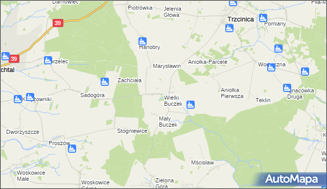 mapa Wielki Buczek gmina Rychtal, Wielki Buczek gmina Rychtal na mapie Targeo
