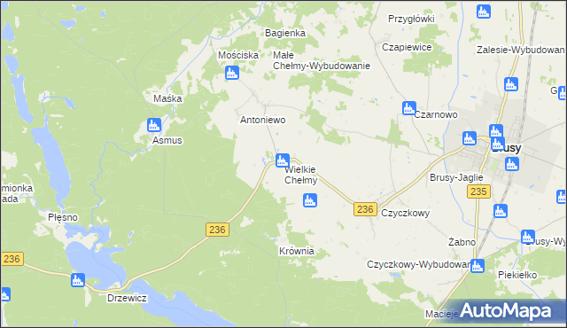 mapa Wielkie Chełmy, Wielkie Chełmy na mapie Targeo