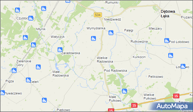 mapa Wielkie Radowiska, Wielkie Radowiska na mapie Targeo