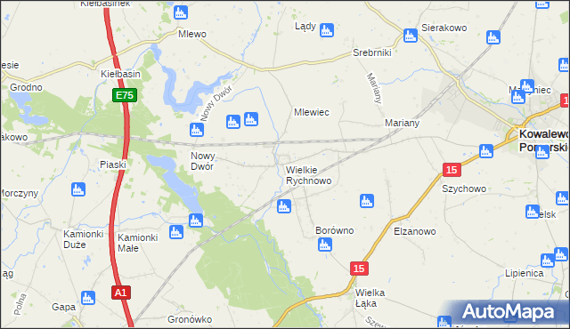 mapa Wielkie Rychnowo, Wielkie Rychnowo na mapie Targeo