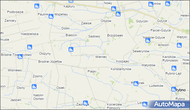mapa Wieniec gmina Iłów, Wieniec gmina Iłów na mapie Targeo