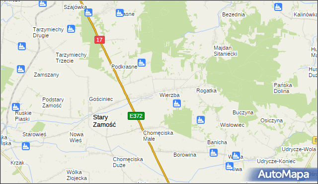 mapa Wierzba gmina Stary Zamość, Wierzba gmina Stary Zamość na mapie Targeo