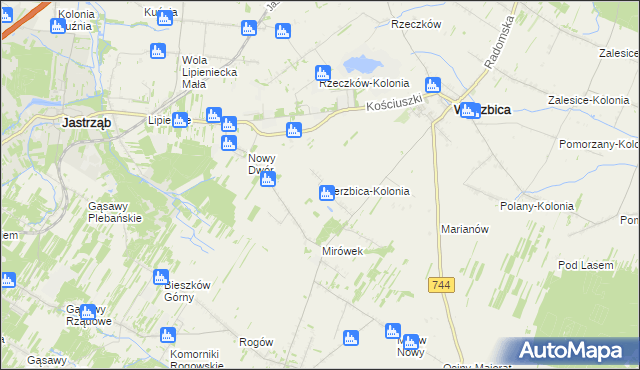 mapa Wierzbica-Kolonia gmina Wierzbica, Wierzbica-Kolonia gmina Wierzbica na mapie Targeo