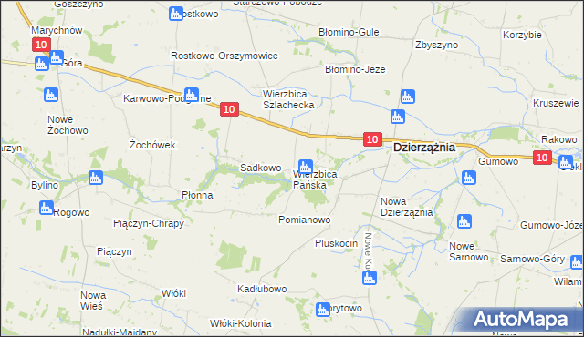 mapa Wierzbica Pańska, Wierzbica Pańska na mapie Targeo