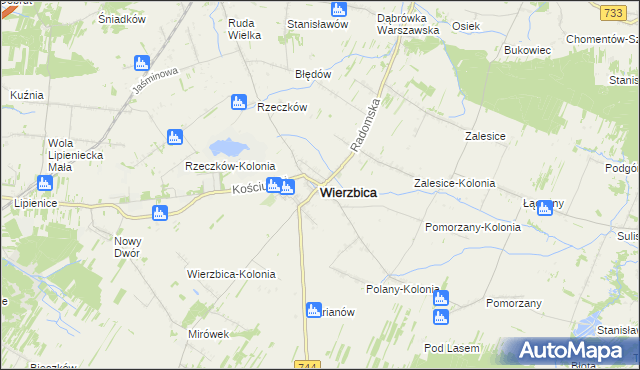 mapa Wierzbica powiat radomski, Wierzbica powiat radomski na mapie Targeo