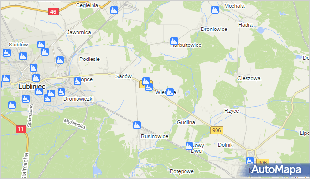 mapa Wierzbie gmina Koszęcin, Wierzbie gmina Koszęcin na mapie Targeo