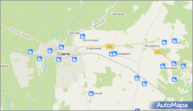 mapa Wierzbnik gmina Czarne, Wierzbnik gmina Czarne na mapie Targeo