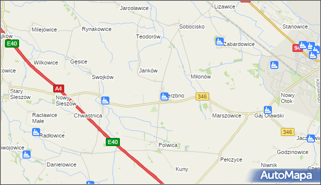 mapa Wierzbno gmina Domaniów, Wierzbno gmina Domaniów na mapie Targeo