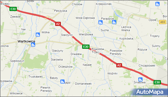 mapa Wierzbówka gmina Wartkowice, Wierzbówka gmina Wartkowice na mapie Targeo