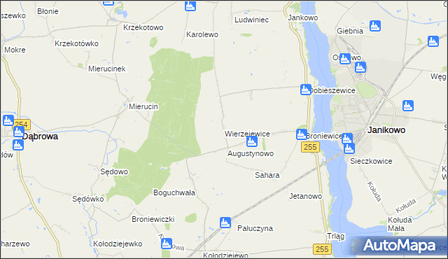 mapa Wierzejewice, Wierzejewice na mapie Targeo