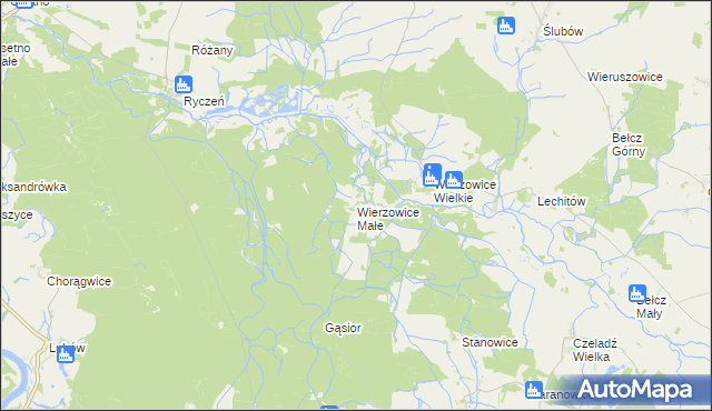 mapa Wierzowice Małe, Wierzowice Małe na mapie Targeo