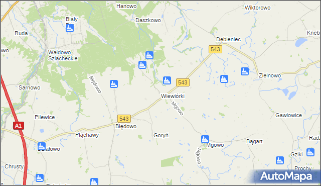 mapa Wiewiórki gmina Płużnica, Wiewiórki gmina Płużnica na mapie Targeo