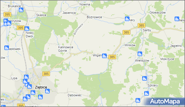 mapa Wigańcice, Wigańcice na mapie Targeo