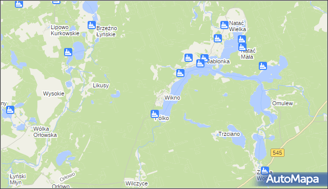 mapa Wikno gmina Nidzica, Wikno gmina Nidzica na mapie Targeo