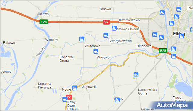 mapa Wikrowo gmina Gronowo Elbląskie, Wikrowo gmina Gronowo Elbląskie na mapie Targeo