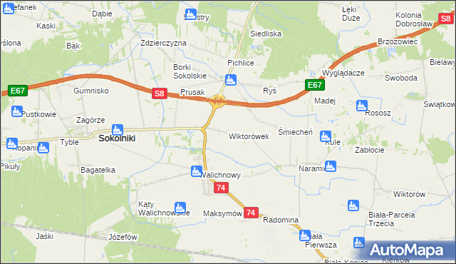 mapa Wiktorówek, Wiktorówek na mapie Targeo