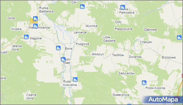 mapa Wiktoryn gmina Ćmielów, Wiktoryn gmina Ćmielów na mapie Targeo