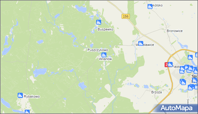mapa Wilanów gmina Strzelce Krajeńskie, Wilanów gmina Strzelce Krajeńskie na mapie Targeo