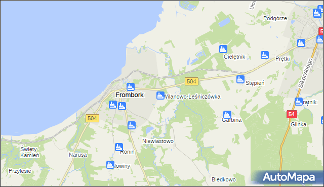 mapa Wilanowo-Leśniczówka, Wilanowo-Leśniczówka na mapie Targeo