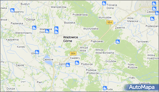 mapa Wilcza Wola gmina Radomyśl Wielki, Wilcza Wola gmina Radomyśl Wielki na mapie Targeo
