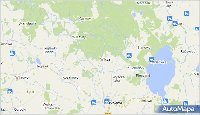 mapa Wilcze gmina Srokowo, Wilcze gmina Srokowo na mapie Targeo