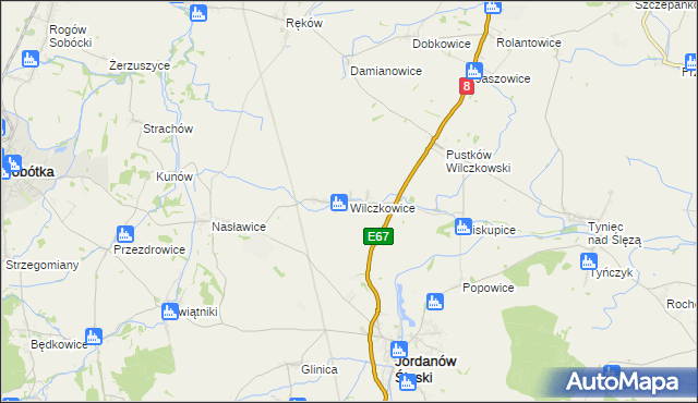 mapa Wilczkowice gmina Jordanów Śląski, Wilczkowice gmina Jordanów Śląski na mapie Targeo