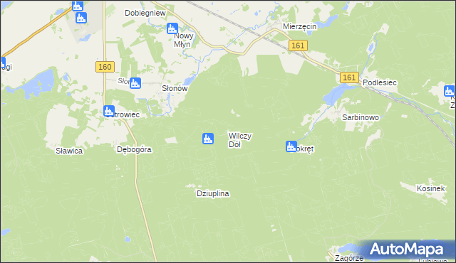 mapa Wilczy Dół, Wilczy Dół na mapie Targeo