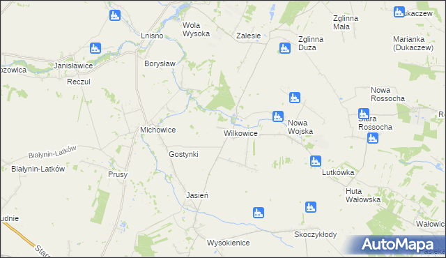 mapa Wilkowice gmina Rawa Mazowiecka, Wilkowice gmina Rawa Mazowiecka na mapie Targeo