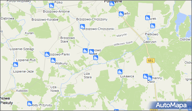 mapa Wilkowo Stare, Wilkowo Stare na mapie Targeo